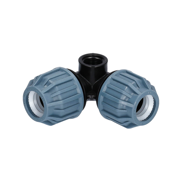 PP Fitting Pop-Up-Winkel 90° Klemm x Innengewinde (IG) x Klemm PN16 DVGW für Trinkwasser
