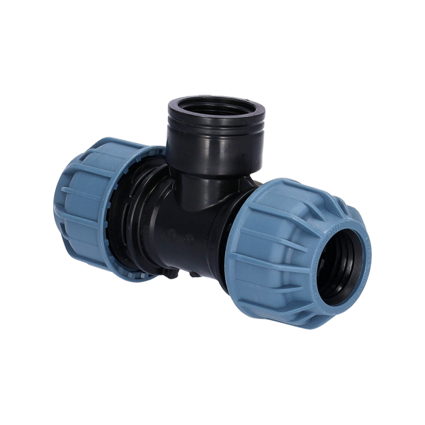 PP Fitting T-Stück Klemm x Innengewinde (IG) x Klemm 32 mm x 3/4" x 32 mm PN10