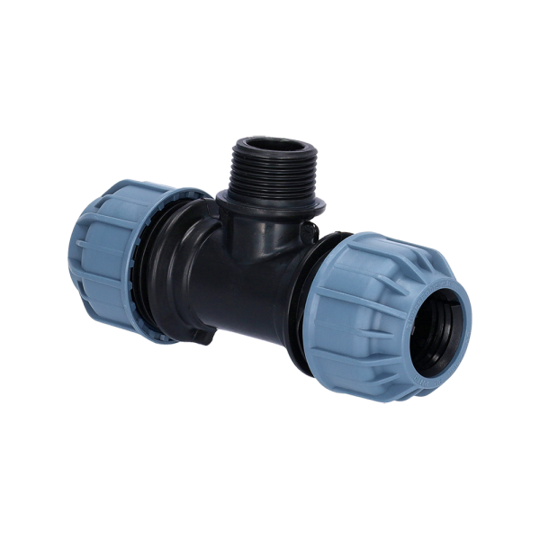 PP Fitting T-Stück Klemm x Außengewinde (AG) x Klemm 32 mm x 1" x 32 mm PN10