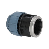 PP Fitting Klemmkupplung Klemm x Innengewinde (IG) 32 mm x 1 1/4" mit VA-Ring PN16 DVGW