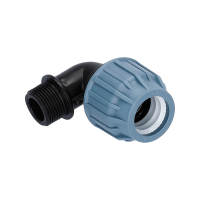 PP/PE Fitting Winkel 90° Klemm x AG PN16 DVGW 25 mm x...