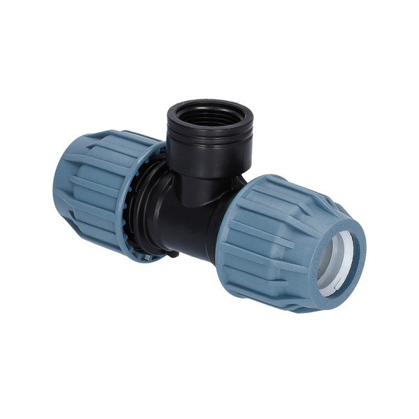 PP Fitting T-Stück Klemm x Innengewinde (IG) x Klemm 32 mm x 1" x 32 mm PN16 DVGW