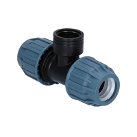 PP Fitting T-Stück Klemm x Innengewinde (IG) x Klemm 32 mm x 1" x 32 mm PN16 DVGW