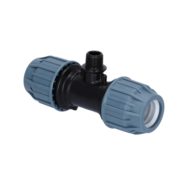 PP/PE Fitting T-Stück Klemm x AG x Klemm PN16 DVGW 32 mm x 1/2" x 32 mm
