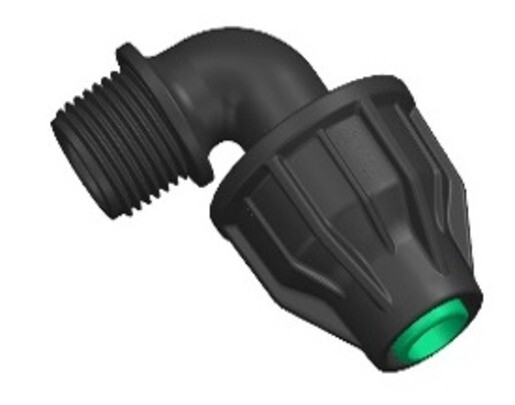PP/PE Fitting Lock Winkel 90° Lock x AG 20 mm x 1/2"