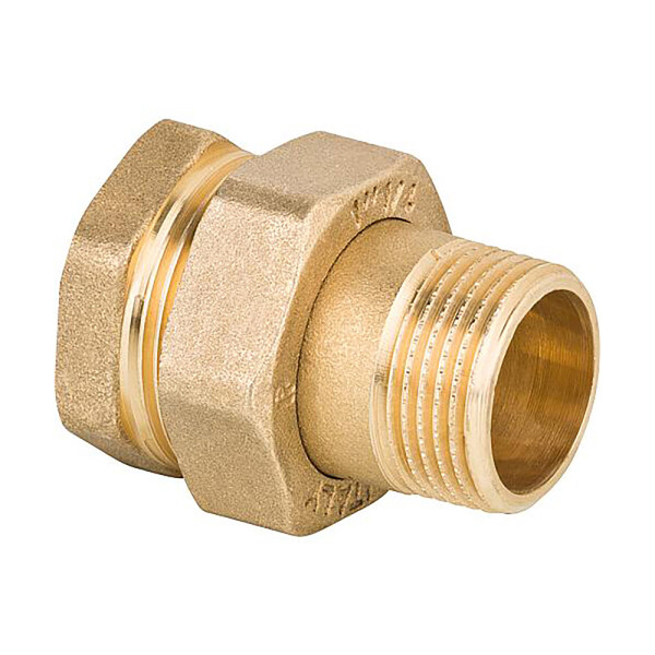Messing Verschraubung mit ÜWM flach dichtend 1 1/4" IG x 1 1/4" AG