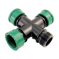 PVC- Kreuzkupplung mit O-Ring IG x IG x IG x AG 1 1/2" x 1 1/2" x 1 1/2" x 1 1/2"
