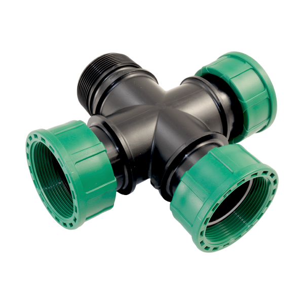 PVC- Kreuzkupplung mit O-Ring IG x IG x IG x AG 2" x 2" x 2" x 2"