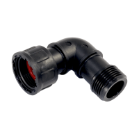PVC - Verbindungsstück Ventilverteiler mit O-Ring 90° Winkel 1" IG x 1" AG Schwarz