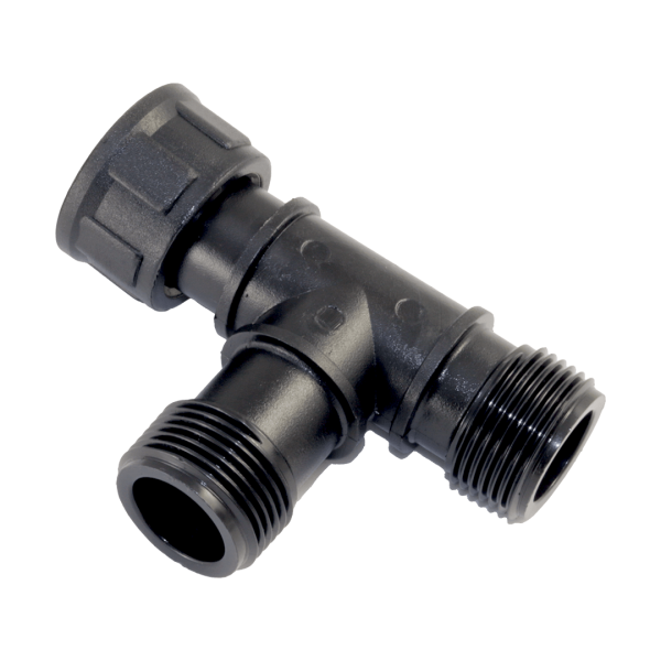 PVC - Verbindungsstück Ventilverteiler mit O-Ring T-Stück 1" IG x 1" AG x 1" AG Schwarz
