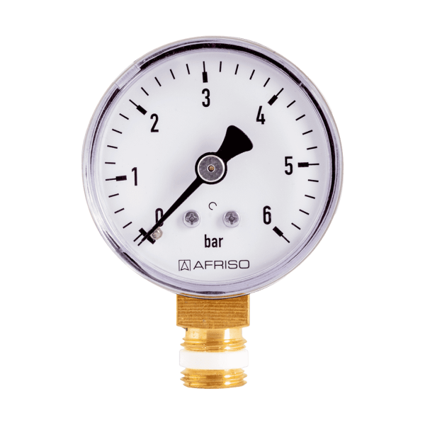 Druckmesser - Manometer Ø 50 MM Radial 1/4" AG - Selbstdichtend mit PTFE-Dichtring 0-6 Bar