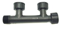 Ventilverteiler - Swivel mit Flachdichtung 2 - fach Verteiler 3 x IG ÜWM 1 x AG / 1"