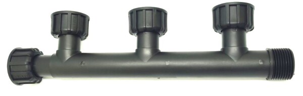 Ventilverteiler - Swivel mit Flachdichtung 3 - fach Verteiler 4 x IG ÜWM 1 x AG / 1"