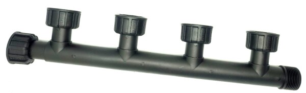 Ventilverteiler Swivel 4-fach Verteiler 5 x Innengewinde (IG) mit Überwurfmutter 1 x Außengewinde (AG) 1"