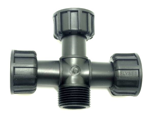 Ventilverteiler Swivel Kreuz 3 x Innengewinde (IG) mit Überwurfmutter 1 x Außengewinde (AG) 1"