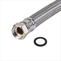 Panzerschlauch KTW-A mit Edelstahlumflechtung IGÜ x IGÜ DN 20 (3/4") Zoll L = 800 mm