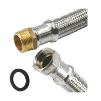 Panzerschlauch KTW-A mit Edelstahlumflechtung IGÜ x AG DN 20 (3/4") Zoll L = 800 mm