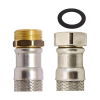 Panzerschlauch KTW-A mit Edelstahlumflechtung IGÜ x AG DN 20 (3/4") Zoll L = 1500 mm